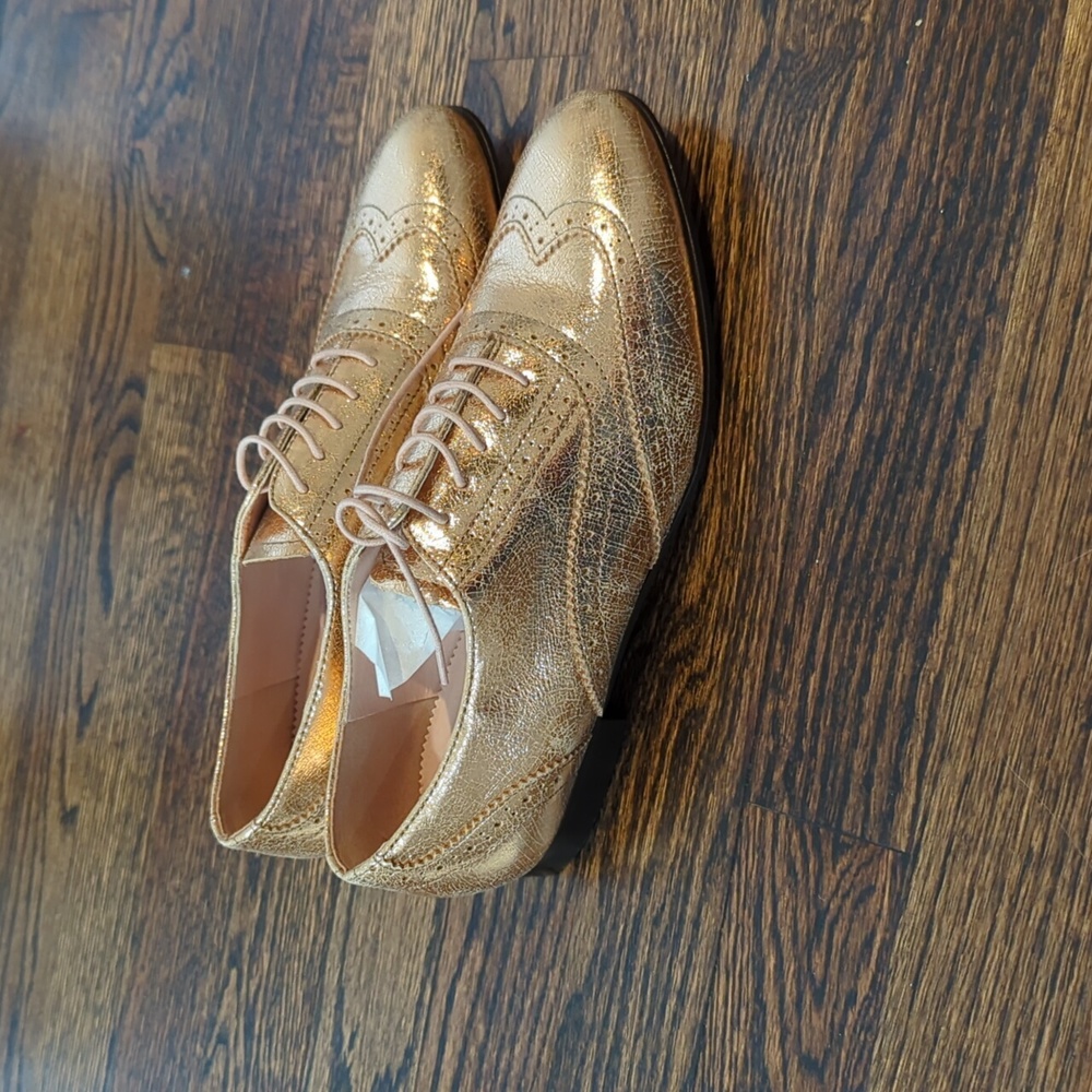 J Crew Rose Gold Oxford Loafers - Picture 2 of 6